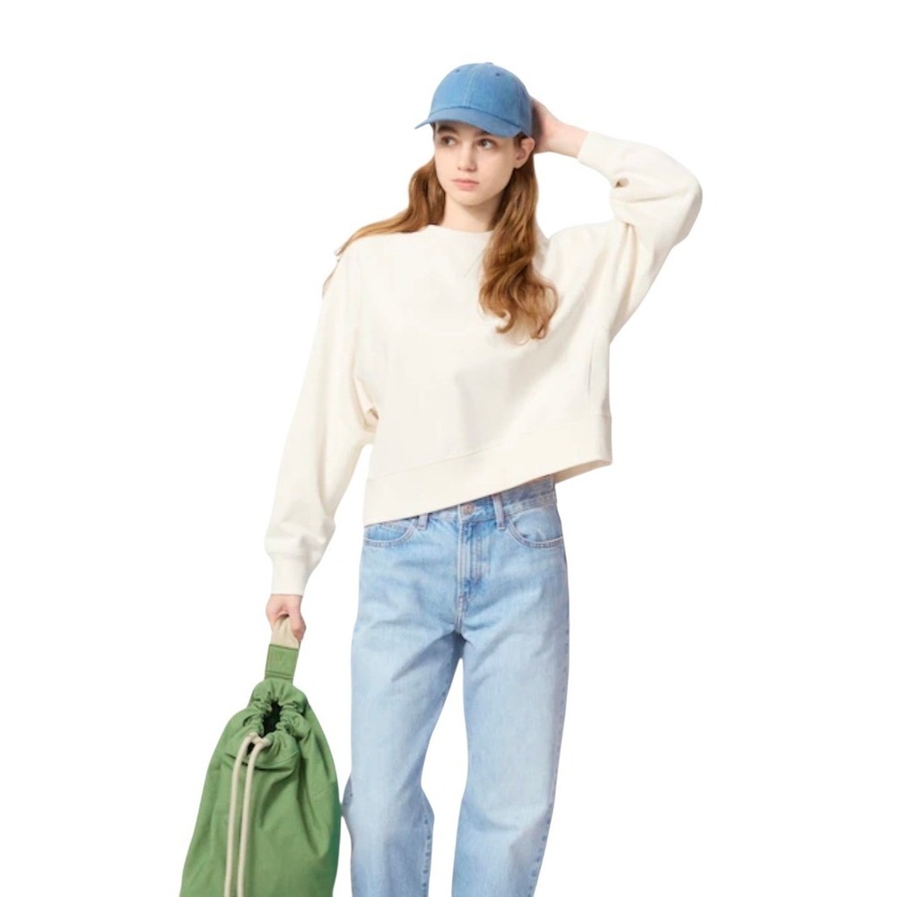 JW Anderson x Uniqlo Women's Size Large Boxy Sweatshirt Off White 100% Cotton
